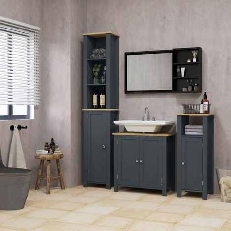 Meuble sous évier – Mit Pied, Double Porte und étagère blanche