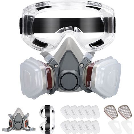 A1P2 Schutzmaske mit Filterbrille zum Schutz vor Staub, Gasen und Dämpfen beim Lackieren, Schweißen und Heimwerken (1/5)