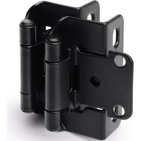 Lot de 2 charnières noires à recouvrement de 1/2 po pour portes d'armoire (1 paire) – Charnières semi-dissimulées à fermeture automatique (1/5)