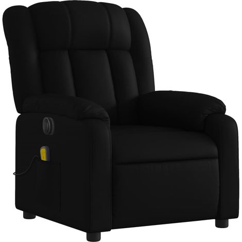 Poltrona relax TV elettrica reclinabile funzione massaggio 6 punti massaggio in PVC nero DEC027212