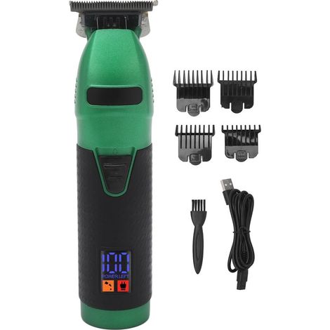 Clipper à cheveux électriques pour hommes sans fil DIFFICATION DE LED sans fil coupe coupe-éteinte avec 4 Guide peigne vert noir (1/5)