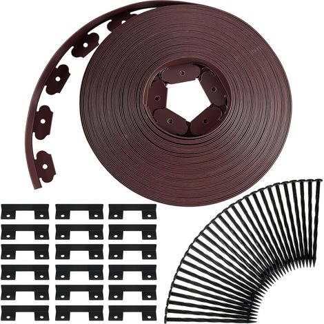 Rosvola Bordure de Jardin en Plastique 40 mètres avec 120 Piquets d'ancrage Bordurette de Pelouse Flexible Bordure de Gazon avec piquets Solides Idée de Jardin (1/5)