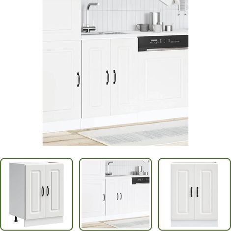 vidaXL Bois d'ingénierie - Meuble bas pour évier Kalmar blanc 60x46x81,5cm bois ingénierie (1/5)