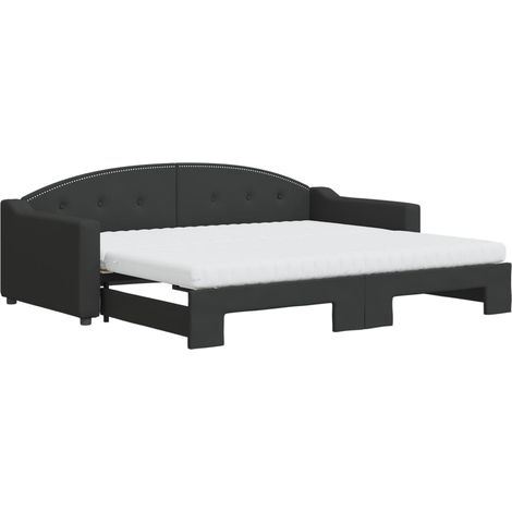 Maison Exclusive - Lit de jour avec gigogne et matelas noir 90x200 cm tissu