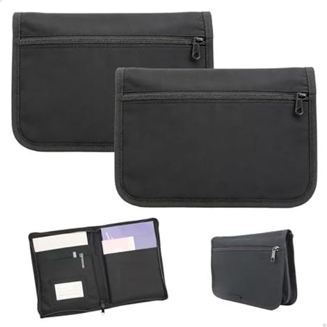 Lot de 2 porte-documents de voiture, format A5, en tissu Oxford 600D imperméable, avec compartiment pour cartes, noir. (1/5)