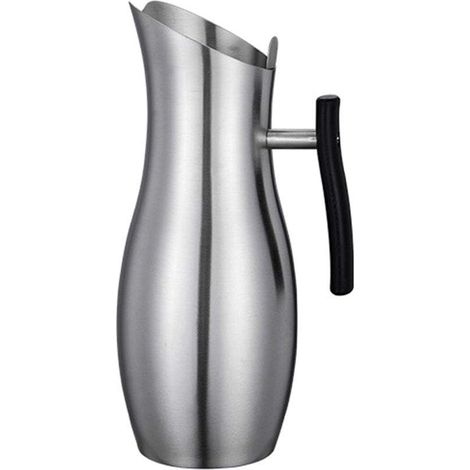 Pichet D'eau Cruche Théière De Carafe, Pot à Lait, 18/10 En Acier Inoxydable Pour Servir De L'eau, Des Jus De Fruits, Du Thé Glacé Et D'autres Boissons Froides (Argent,2L) (1/5)