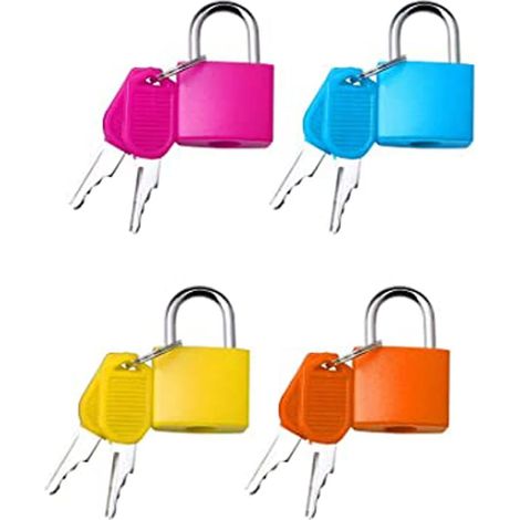 Lot de 4 cadenas avec clés, petits cadenas pour bagages, idéaux pour les voyages, les valises et les affaires scolaires. (1/5)