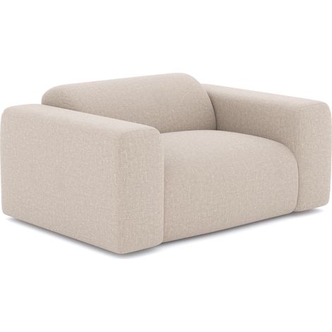 Fauteuil en tissu tramé beige MYRA (1/5)