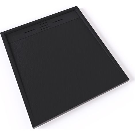 HIEMAL Receveur de douche 90 x 100 cm résine Noir aspect ardoise + bonde incluse - Salle de bain