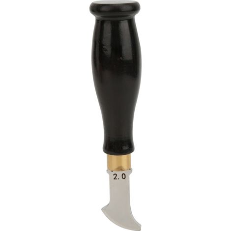 Klappwerkzeug mit Fächerkante, Griff aus Sandelholz, Ledermarkierung (2 mm)