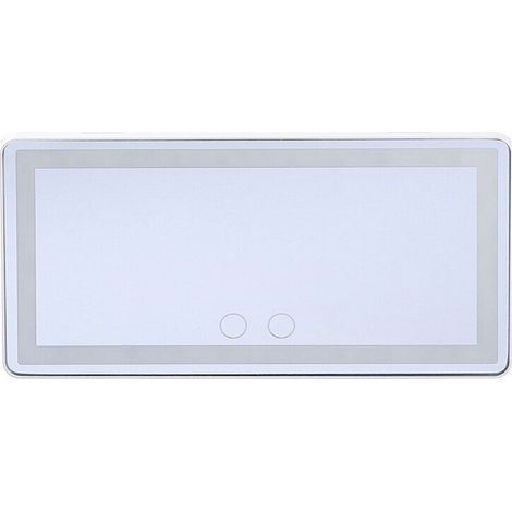 Car cosmetic mirror, sundiguer, LED lighting, rechargeable, adjustable in three colors, ABS/glass/elastic material, black