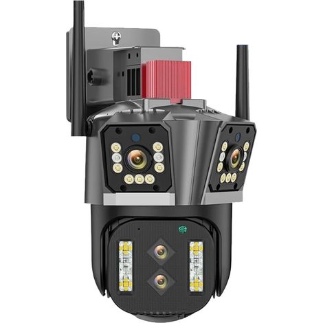 Caméra de sécurité à Domicile 8K 16MP Quatre objectifs PTZ caméra 10X Zoom AI Suivi Automatique Audio extérieur 8MP sécurité CCTV Surveillance caméra IP(8K NO SD Card) (1/5)