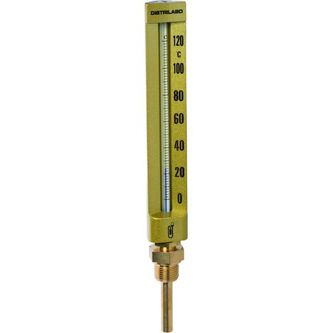 Thermomètre industriel droit - 15x21 - Grand modèle 200mm Sonde long 100mm - 0 à 120°C