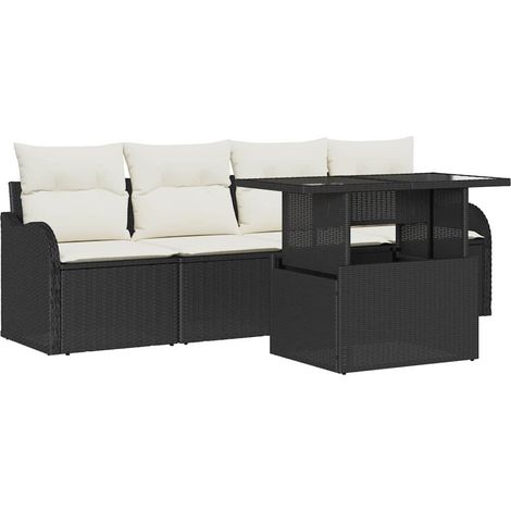 Maison Exclusive - Set Divano da Giardino 5 pcs Nero Rattan in Polipropilene