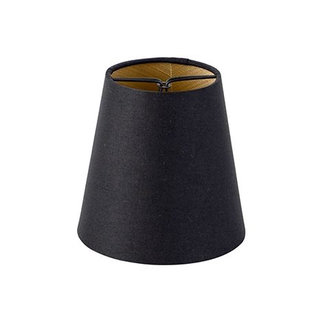 QAZQA Abat-jour en coton à clipser noir 12 cm rond avec intérieur (1/5)