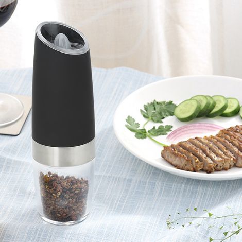 Moulin à poivre électrique multifonctionnel pour la maison, broyeur à épices à induction, ustensile de cuisine (noir) (1/5)