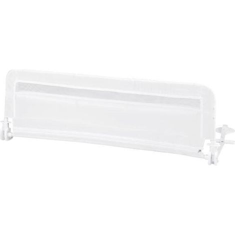 Barrière de lit bébé blanche 120 cm pliable avec filet respirant et housse lavable avec sangle de sécurité pour chambre et voyage (1/5)