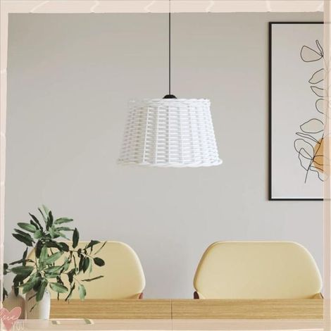 364370 Abat-jour de plafonnier blanc 45x28 cm osier (1/5)