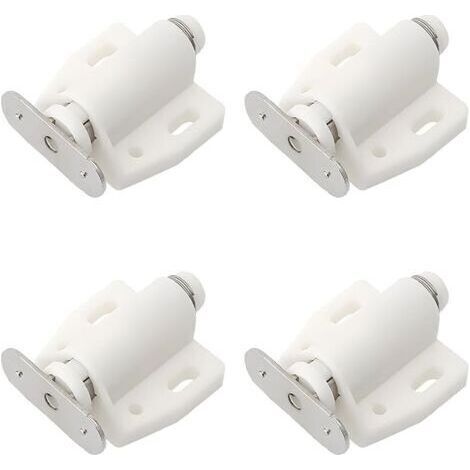 Ahlsen Set of 4 Magnetic Plastic Snap Latches for Doors, Drawers and Cupboards with Soft Close - White, Ideal for Bedroom, Kitchen and Bathroom (1/5)