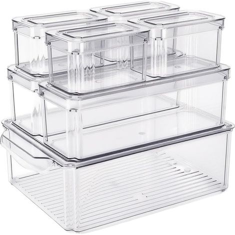 Boîte de Conservation Frigo Transparente 4L PET Empilable Design empilable, gain de place optimal, transparent pour visibilité, 4L capacité, fruits légumes (1/5)