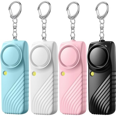 Alarme personnelle portable, 130 dB, avec lampe torche LED, dispositif d'autodéfense extérieur, sirène de sécurité d'urgence, lot de 4 (1/5)