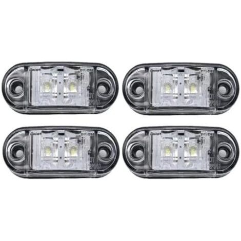 Lot de 4 feux de position latéraux à LED 12V/24V, étanches, avant et arrière, pour caravane, fourgonnette, camion, remorque, voiture, bus, bateau, blanc. (1/5)
