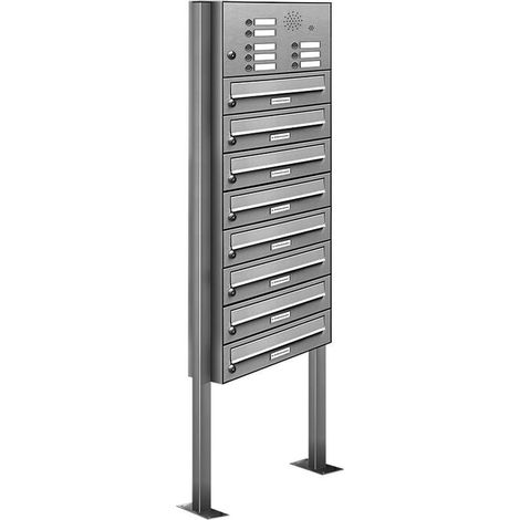 8er V2A Edelstahl Briefkasten Standanlage Freistehend mit Klingel (1/5)