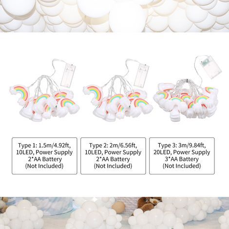 Guirlande Lumineuse Arc-en-ciel Colorée de 1,5 M, Fonctionne à Piles, Décoration de Chambre à Coucher avec 10 LED pour Bricolage, Loisirs Créatifs, Centres de Table de Mariage, (1/5)