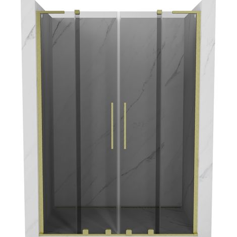 Mexen Velar L Duo portes de douche coulissantes 160 cm, graphite, doré brossé - 871-160-003-42-55 (1/5)