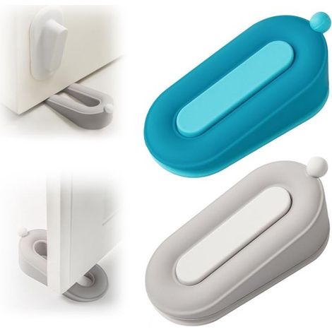 Butoir de porte avec support - Cale de sécurité en caoutchouc pour le bas de porte sur moquette, béton, carrelage, linoléum, bois (1/5)
