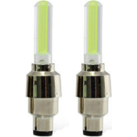 Lot de 2 lampes lumineuses pour valve de pneu de moto, décoration universelle pour la conduite de nuit, compatible avec voiture, moto et vélo (jaune). (1/5)
