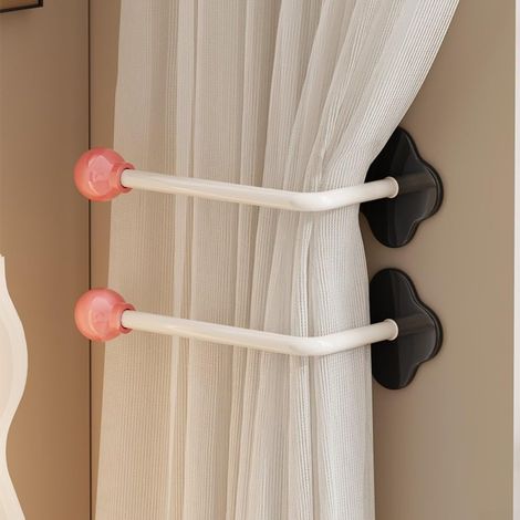 Lot de 2 crochets muraux sans perçage pour rideau Rouge 11 cm (1/5)