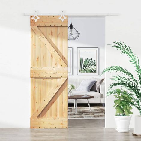 Puerta corredera con herrajes madera maciza de pino 70x210 cm vidaXL (1/5)