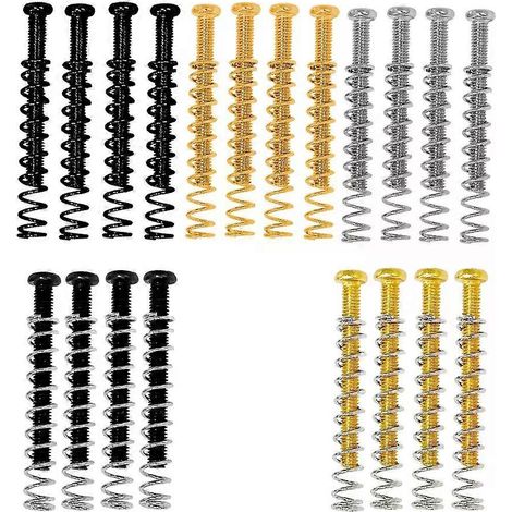 Lot de 4 vis et ressorts M330 mm pour micros humbucker de guitare, finition chromée, noire ou dorée, pour accessoires de guitare électrique (1/4)