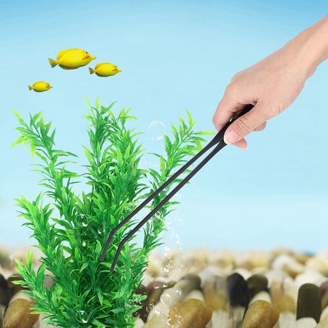 Pince à épiler en acier inoxydable pour le nettoyage des plantes aquatiques d'aquarium ciseaux pour l'entretien des aquariums pince à épiler courbée (1/5)