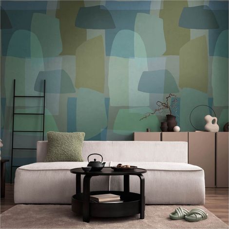 Photo wallpaper wall Profhome 782063 non-woven wallpaper smooth with abstract pattern matt turquoise patina green blue olive brown 1,59 m x 2,8 m (1/5)