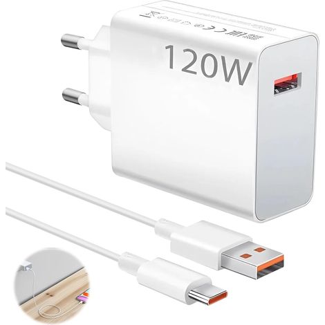 Chargeur 120 W pour Xiaomi câble de charge rapide 1 m, compatible 15 14T et Ultra 13T 12T 11T, Redmi Note 14 13 12 et 5G, Poco X7 et F7 Ultra F6 (1/5)