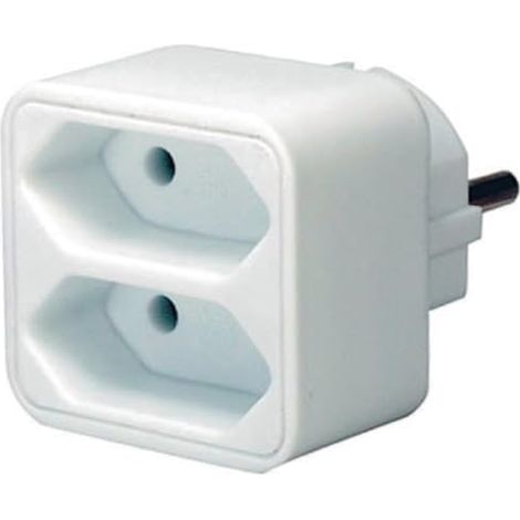 Adaptateur De Prise Européenne - 2 Sorties - Protection Anti-Enfant - Blanc - 1 Pièce (1/4)