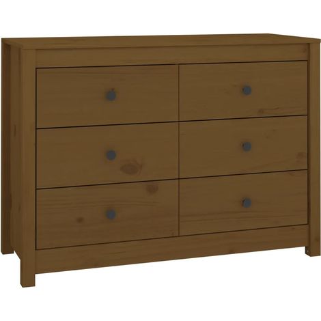 Armadio laterale in legno massello di pino comoda organizzazione 100 x 40 x 72 cm stile rustico in legno marrone miele 020048459