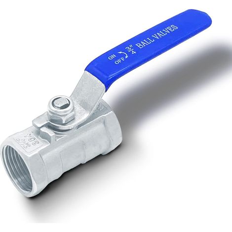 1 Vanne à bille, filetage femelle, acier inoxydable 304, poignée bleue, pour eau, huile, gaz (1/5)