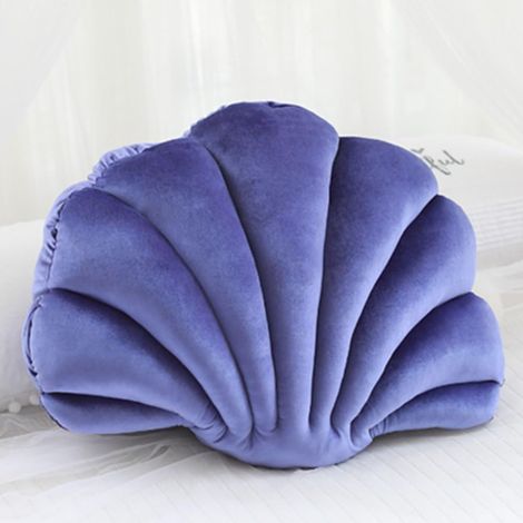 Coussin décoratif en forme de coquillage pour canapé, (34 x 25 cm) (violet) lit, chaise, salon, chambre à coucher, bureau, coussin de sol (1/5)