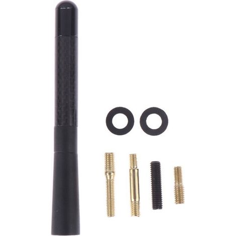 Antenna corta per auto in fibra di carbonio, antenna ricevente radio AM/FM da 4,7 pollici, accessori di ricambio per auto patriottici con 9 adattatori, 2 viti, 2 rondelle in gomma (1/2)