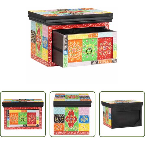 vidaXL Table de chevet design - Cabinet de chevet avec tiroir Multicolore 40 x 30 x 28 cm (1/5)