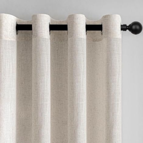 Rideaux voilages beiges, adaptés au salon, 140x260 cm, style lin naturel, rideaux voilages semi-transparents modernes. (1/5)