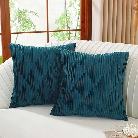 Federa decorativa 45x45 cm, colore blu scuro, 2 pezzi