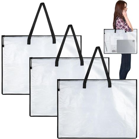 Set mit 3 A2-Zeichenordnern mit Griff und Reißverschluss – 25 x 19 Zoll – Großes Fassungsvermögen – Wasserdichte Aufbewahrungstasche für Reisen, Camping, Fotos, Scrapbooking, Poster (1/5)