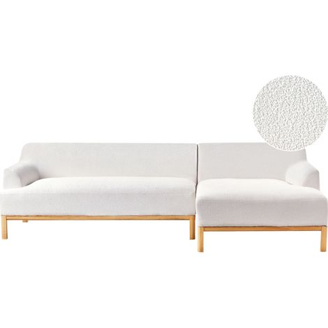 Corner Sofa 3 Seater SOSJO Boucle Off-White Left Hand