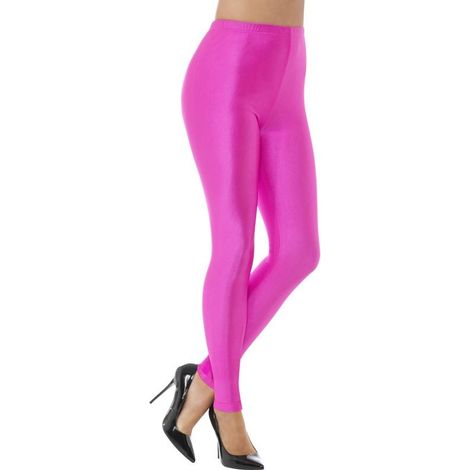 80s Disco Spandex Leggings - Neon Pink - 48110M