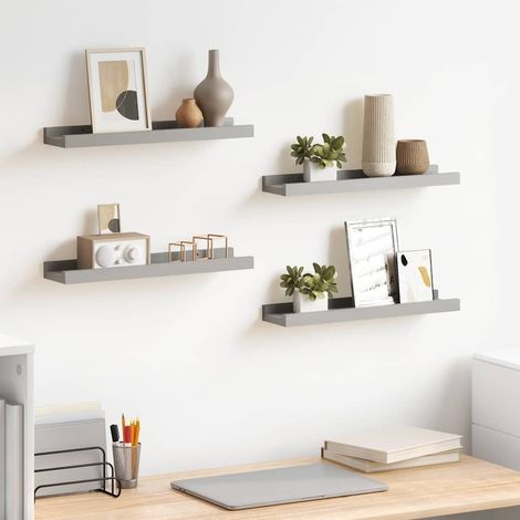 326674 vidaXL Wall Shelves 4 pcs Grey 40x9x3 cm (1/5)