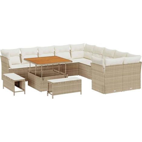 Maison Exclusive - Gartensofa-set mit Kissen 13 pcs Beige und Cre